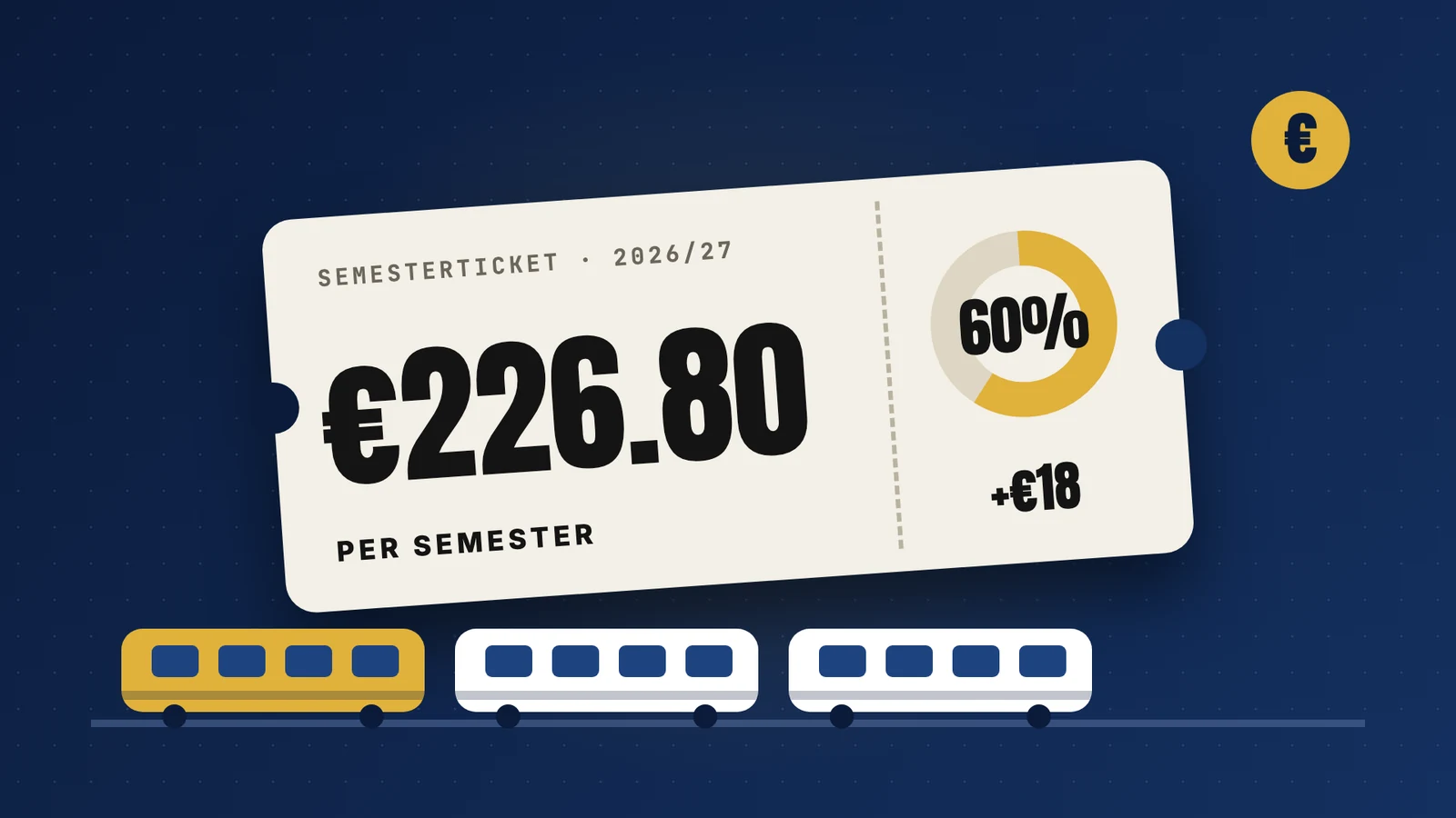 Student semester ticket showing the 2026/27 price next to the 2025/26 price